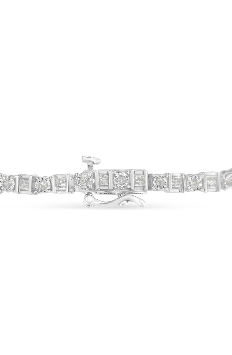 Haus of Brilliance Silver 1.0 Cttw Diamond Round and Square Station Tennis Bracelet, Alternate, color, White
