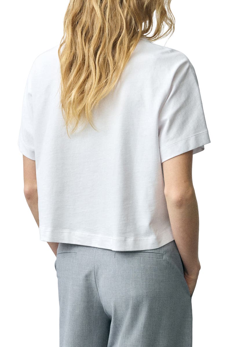 MANGO Glasi Boxy Cotton T-Shirt, Alternate, color, White