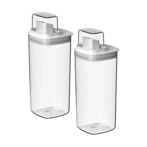 Versatile Clear Airtight Laundry Detergent Dispenser Organizer with Measuring Cap 2 Pack 50 oz