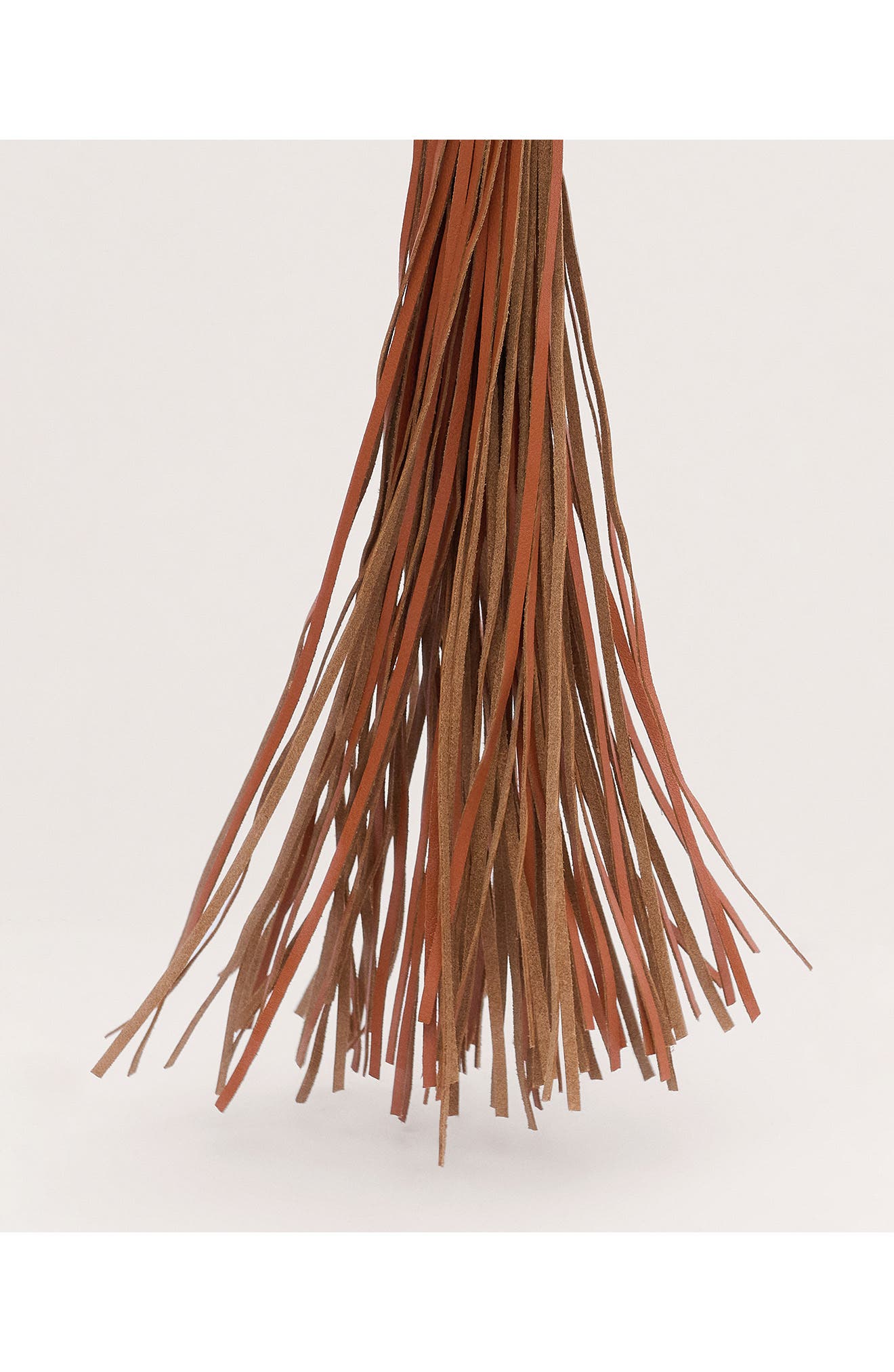 MANGO Leather Fringe Keychain, Alternate, color, Orange