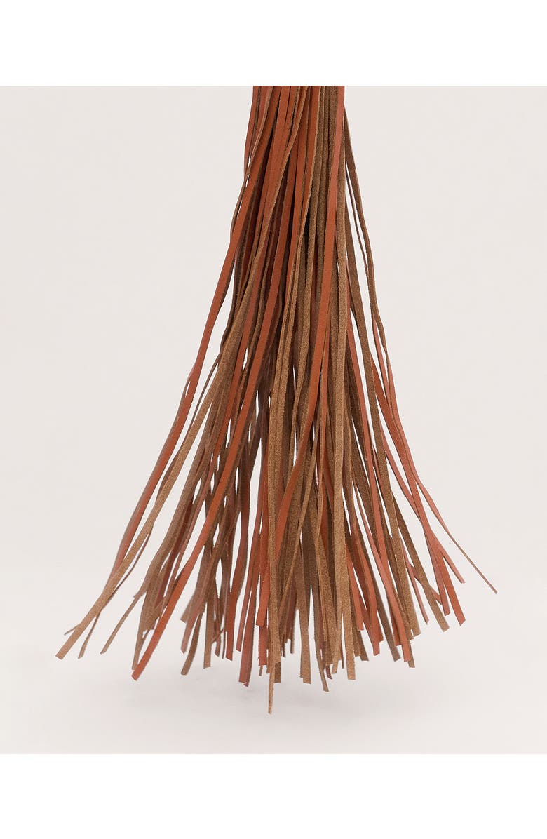 MANGO Leather Fringe Keychain, Alternate, color, Orange