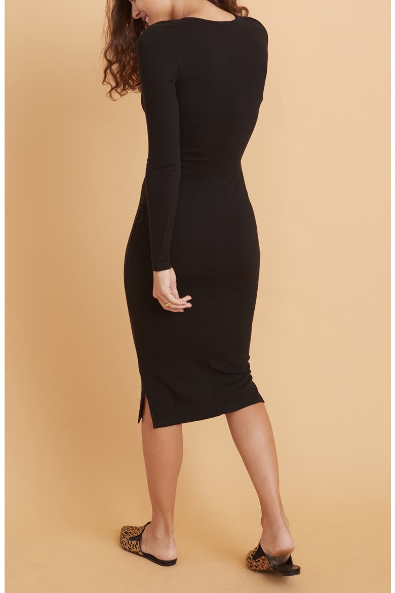 Lexi Long Sleeve Midi Body-Con Dress, Alternate, color, BLACK