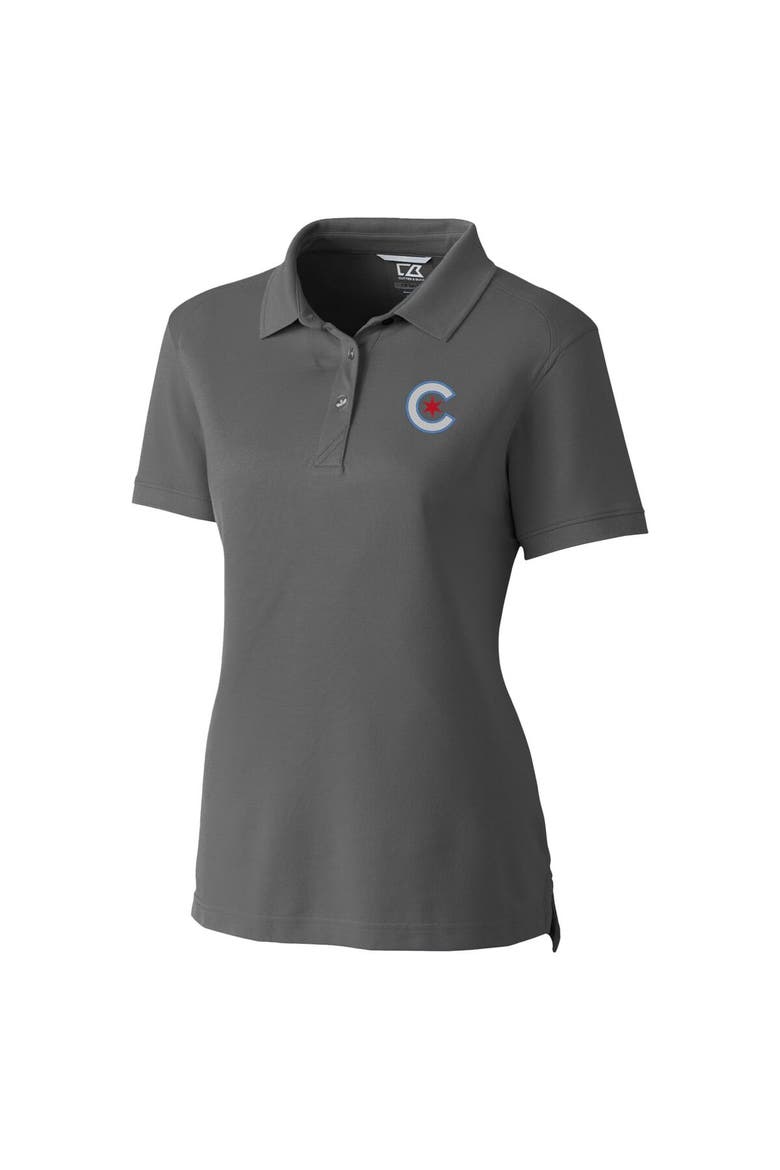 Women's Cutter & Buck Gray Chicago Cubs City Connect DryTec Advantage Tri-Blend Pique Polo, Alternate, color, Gray