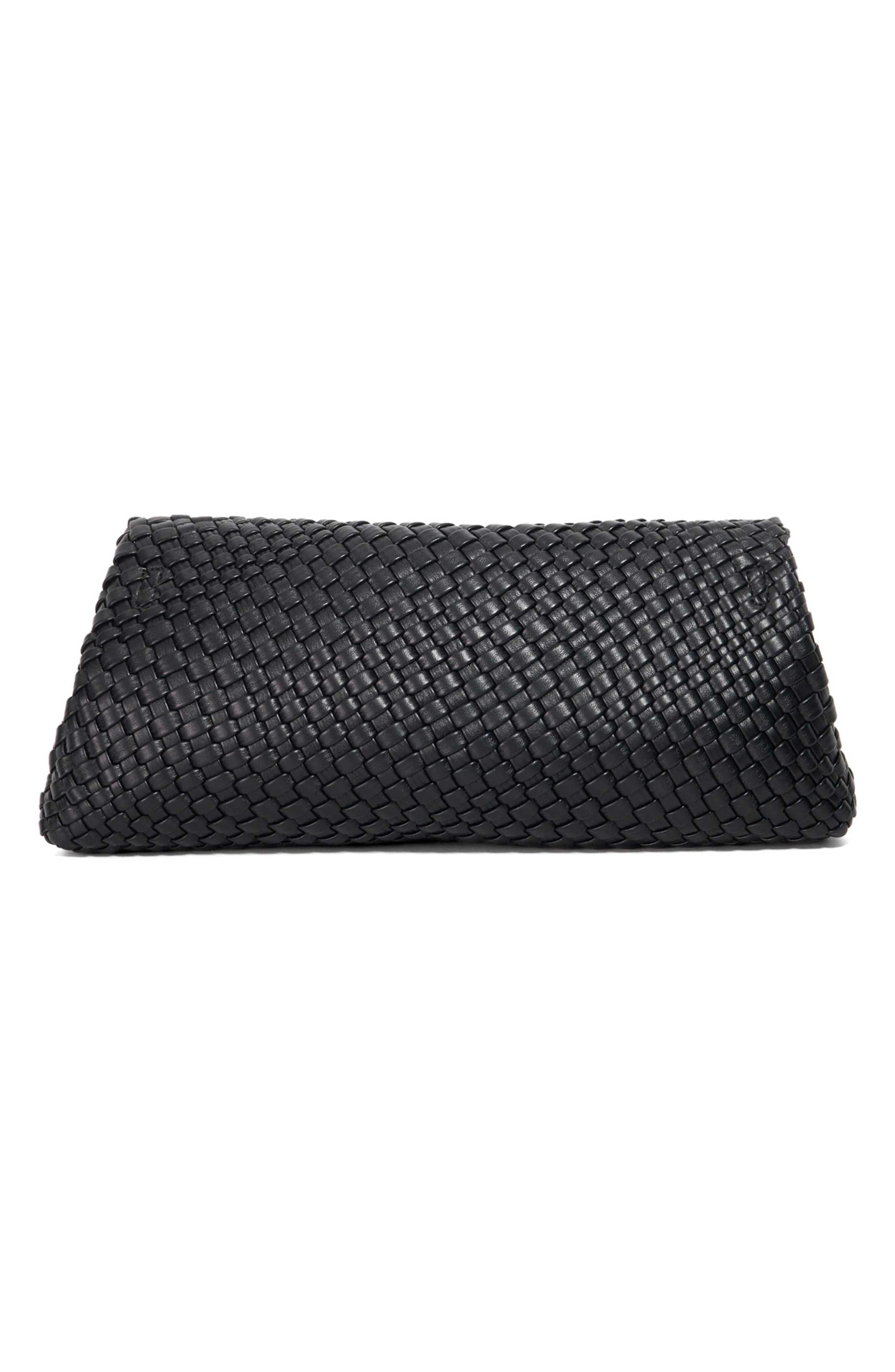 Dune London Encourage Us Woven Faux Leather Clutch, Alternate, color, Black