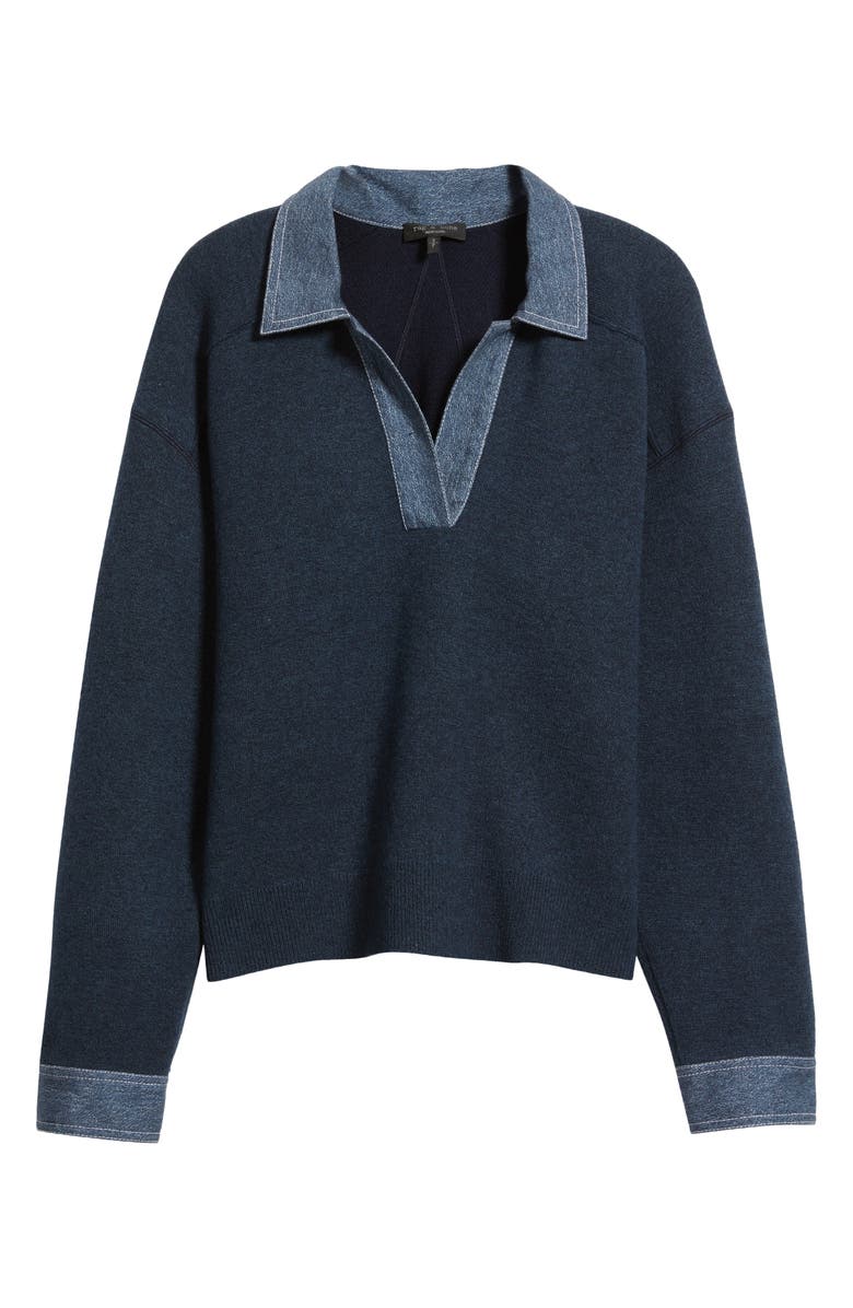 rag & bone Marie Denim Polo Sweater, Alternate, color,