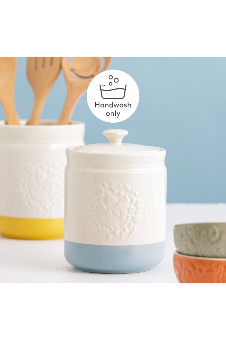 Home to Roost Small Storage Crock, 6" x 4.5", Alternate, color, Blue