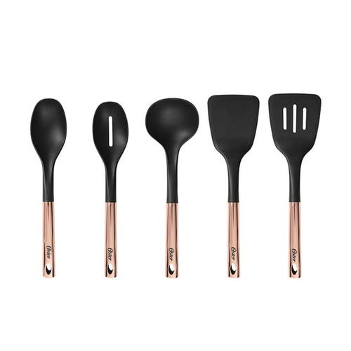 Oster Kitchen Bliss Kitchen Tools Set With Rose Gold Handle, Set Of 5 In Brown