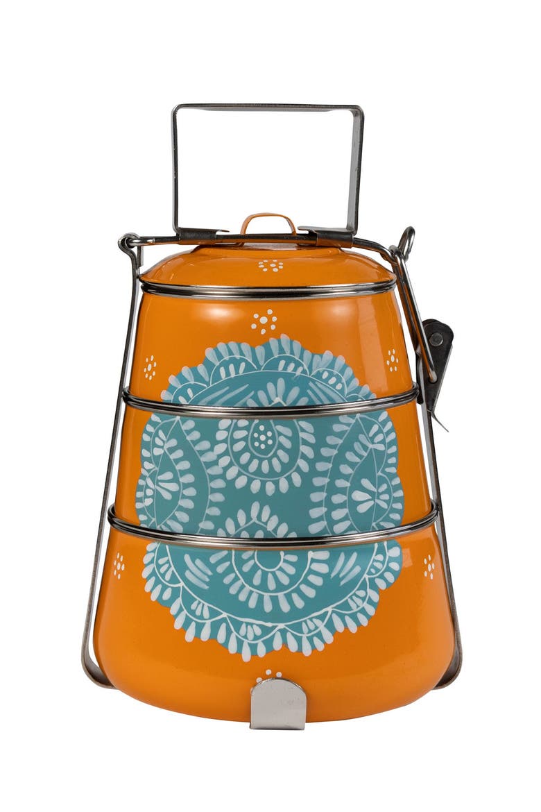 3 Tier Steel Tiffin To Go Container, Main, color, Orange