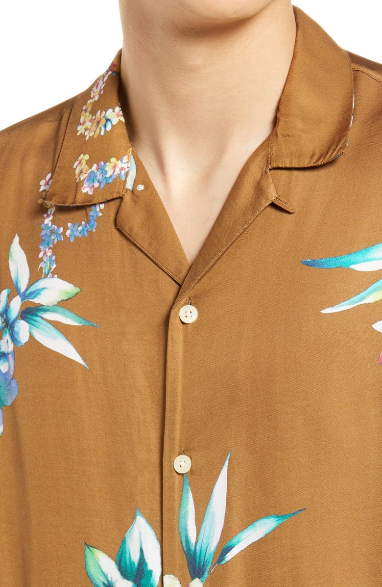 AllSaints Hana Floral Short Sleeve Button-Up Camp Shirt, Alternate, color, 