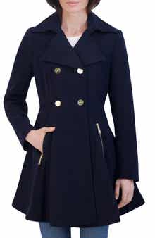 Laundry by Shelli Segal Double Breasted Fit & Flare Wool Blend Coat