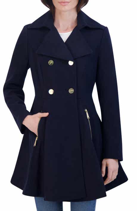Laundry by Shelli Segal Double Breasted Fit & Flare Wool Blend Coat