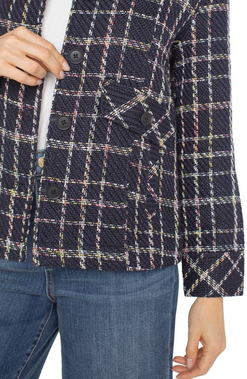 Liverpool Los Angeles Windowpane Pleated Back Jacket In Blue