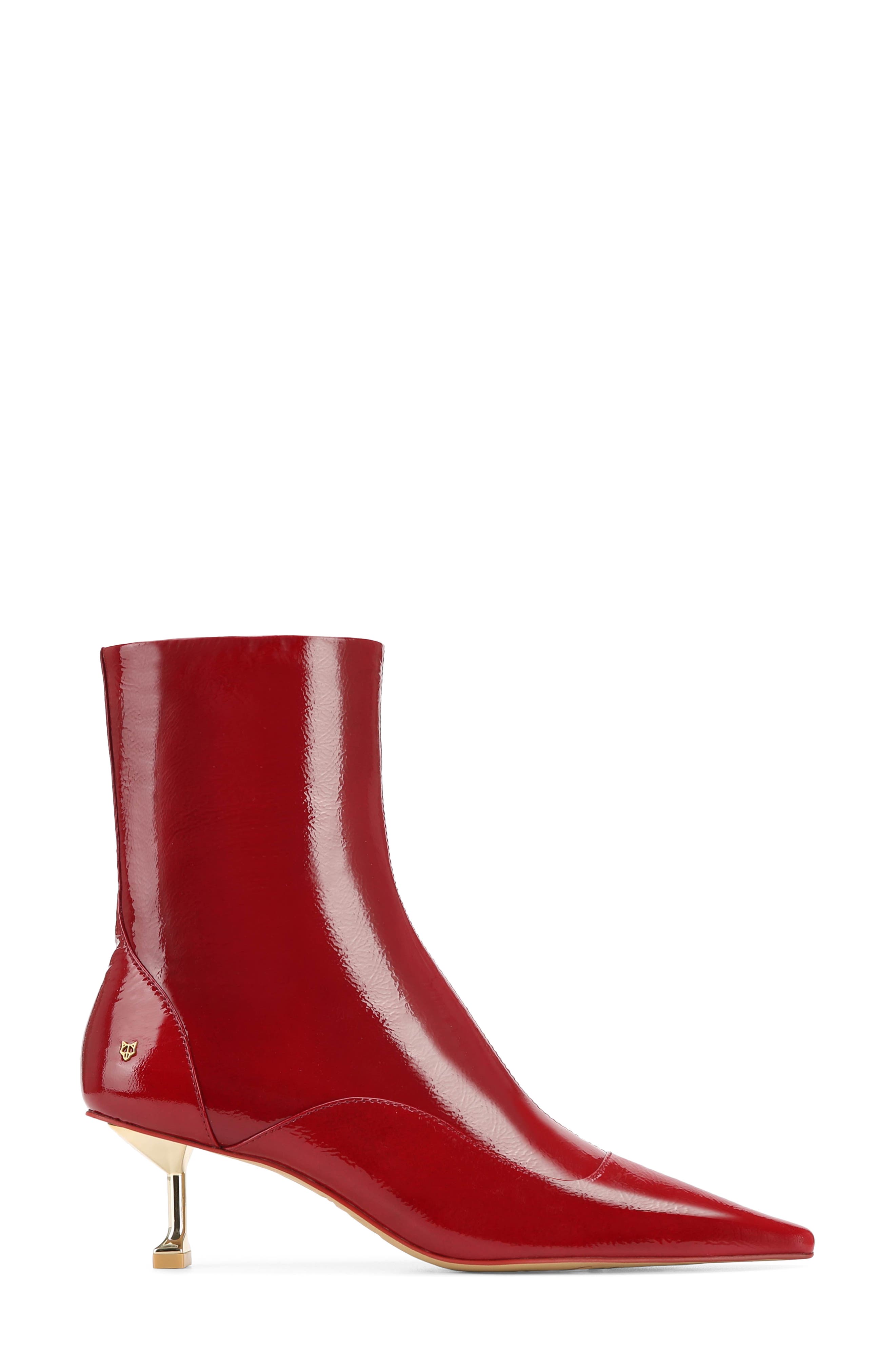 Naked Wolfe Tempting Pointed Toe Bootie, Alternate, color, Red-Crinkle Patent Leather