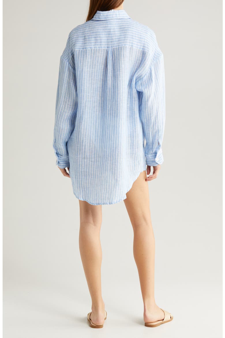 Playa Oversize Linen Cover-Up Shirt, Alternate, color, SUMMER STRIPE LINEN