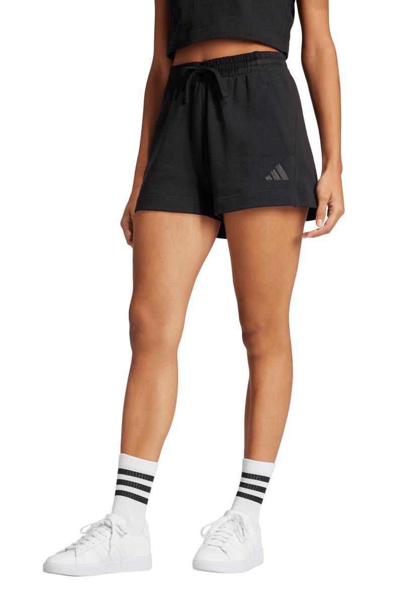 adidas All SZN High Waist Cotton French Terry Shorts, Main, color, 