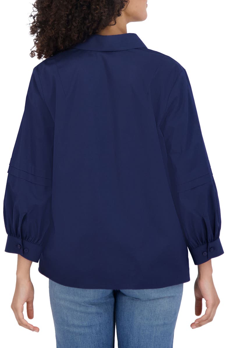 Foxcroft Frankie Poplin Shirt, Alternate, color, Navy