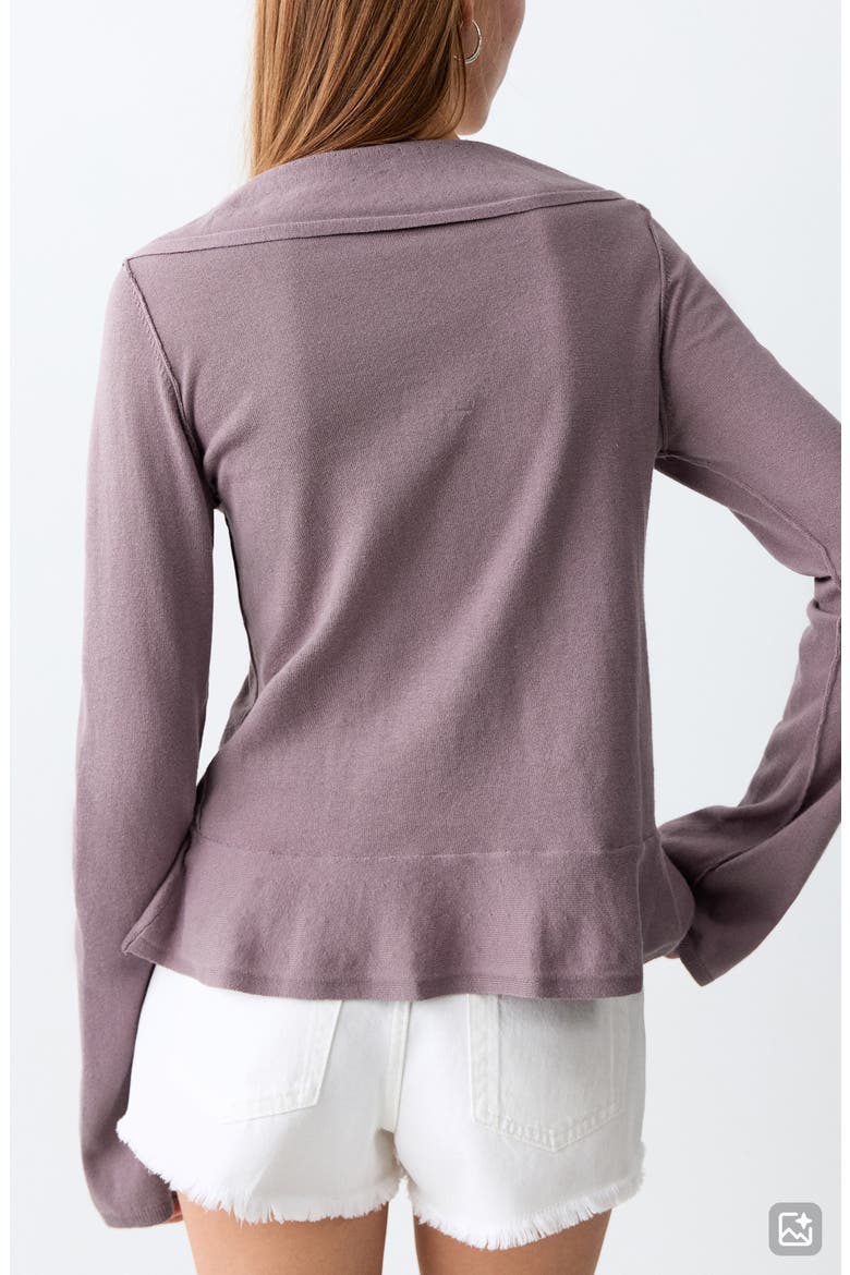 Ruffle Cardigan, Alternate, color, VIOLET