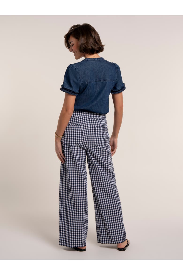 Gingham Wide Leg Aitana Trousers, Alternate, color, Black