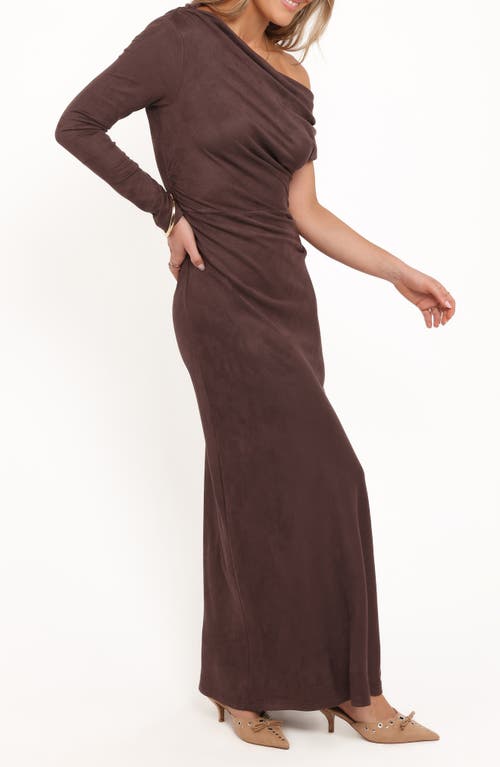 Petal And Pup Petal & Pup Olympia Off The Shoulder Long Sleeve Dress In Brown