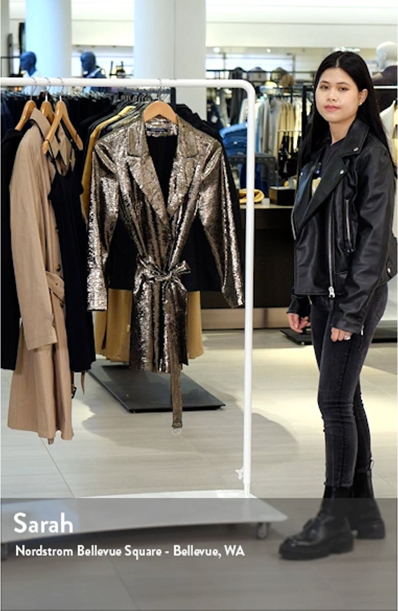 Alara Molten Metallic Long Sleeve Tuxedo Dress, sales video thumbnail