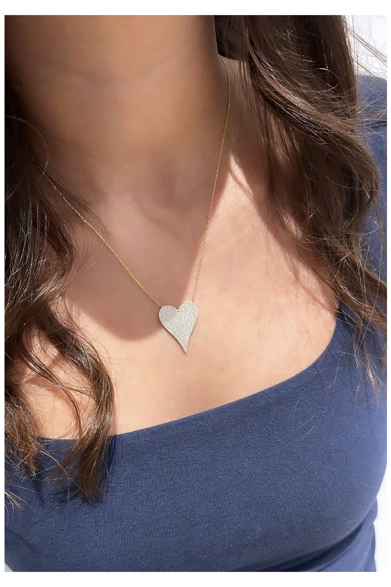 Pavé Heart Pendant Necklace, Alternate, color, GOLD