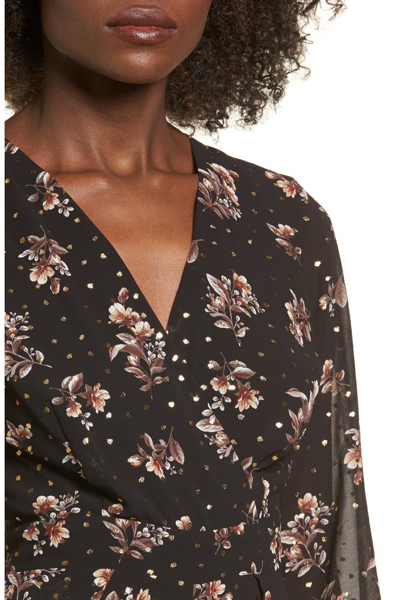Floral Print Maxi Romper, Alternate, color, BLACK FLORAL FOIL