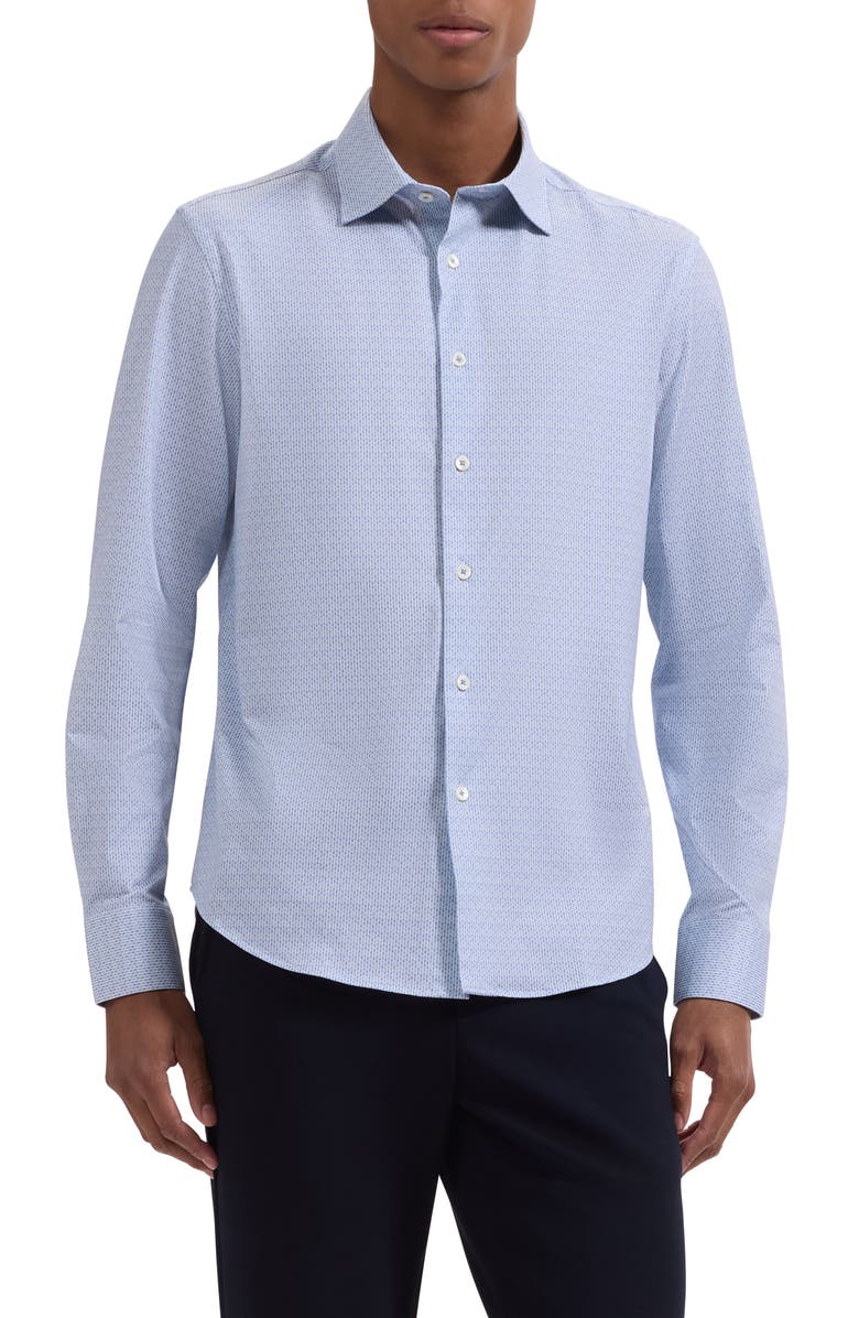 Bugatchi James OoohCotton<sup>®</sup> Geo Stripe Button-Up Shirt, Main, color, Ether