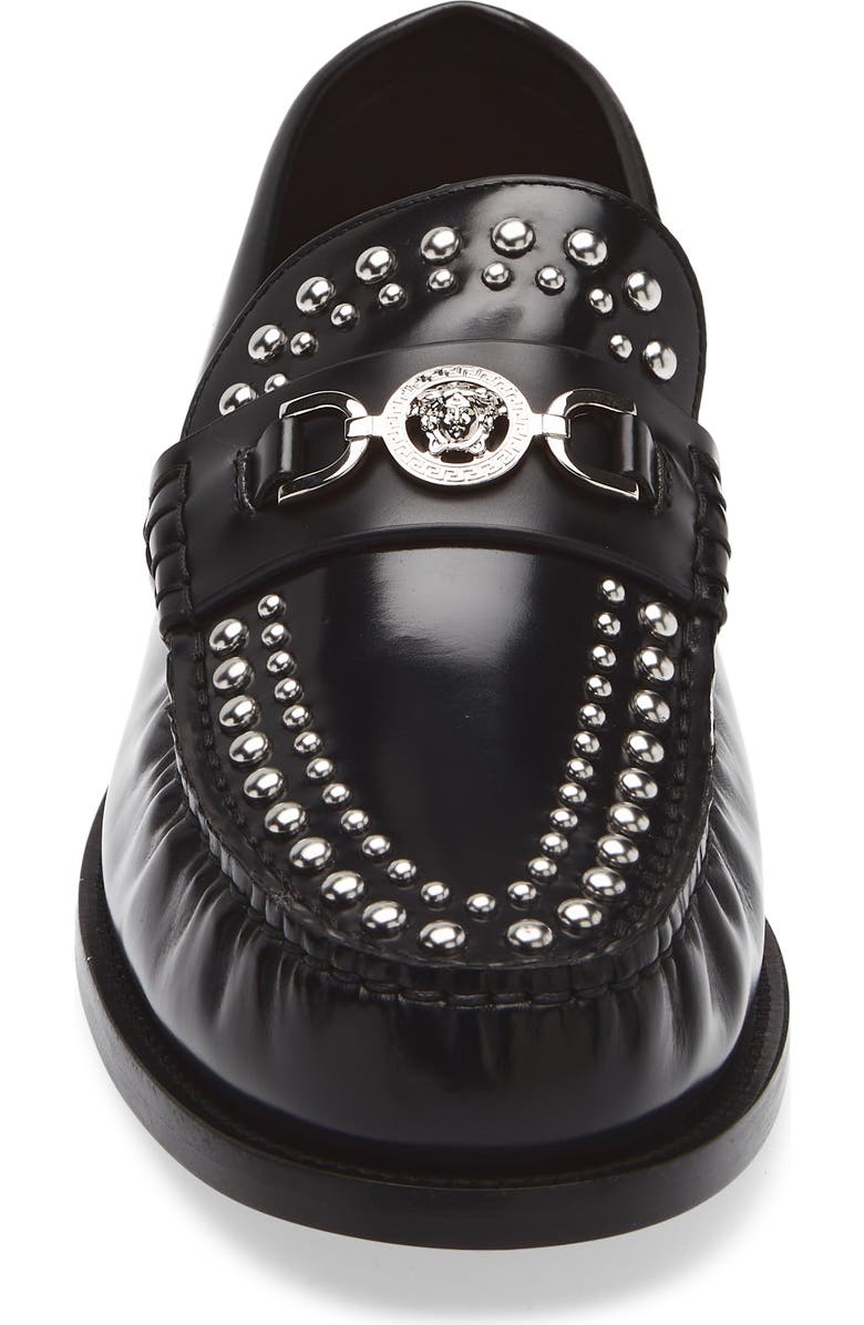 Versace Medusa '95 Studded Loafer, Alternate, color, Black-Palladium