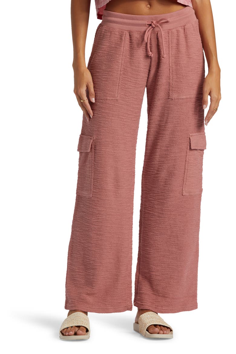 Off the Hook Cotton Blend Terry Cargo Pants, Main, color, ASH ROSE