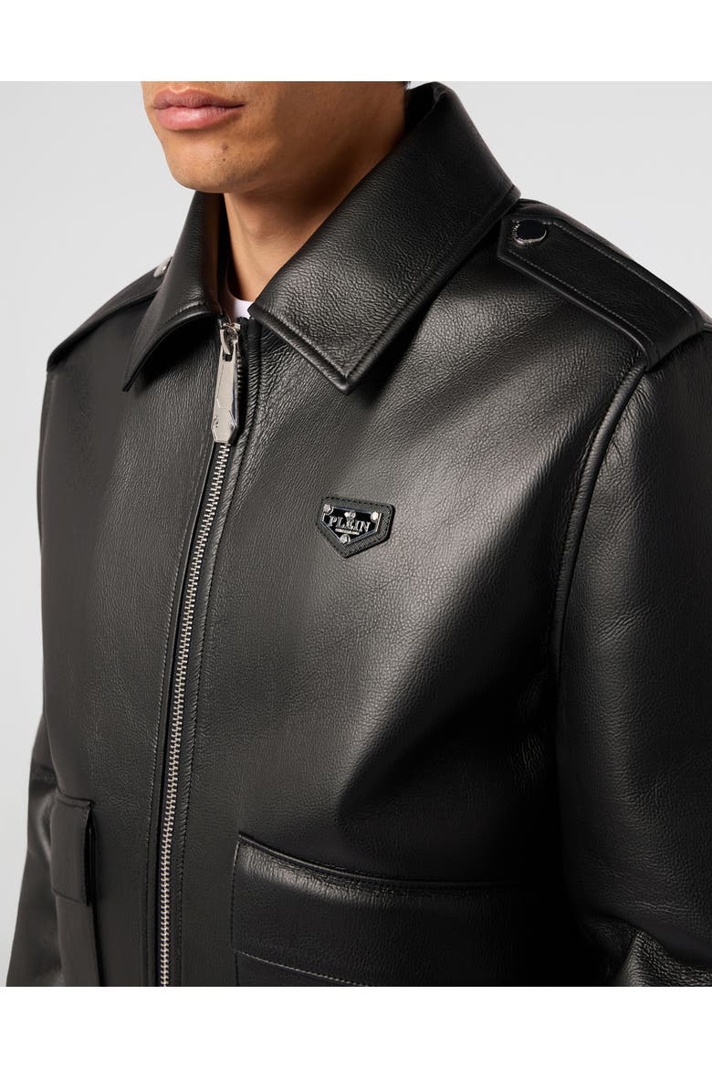 Eco Leather Aviator Jacket Men, Alternate, color, black