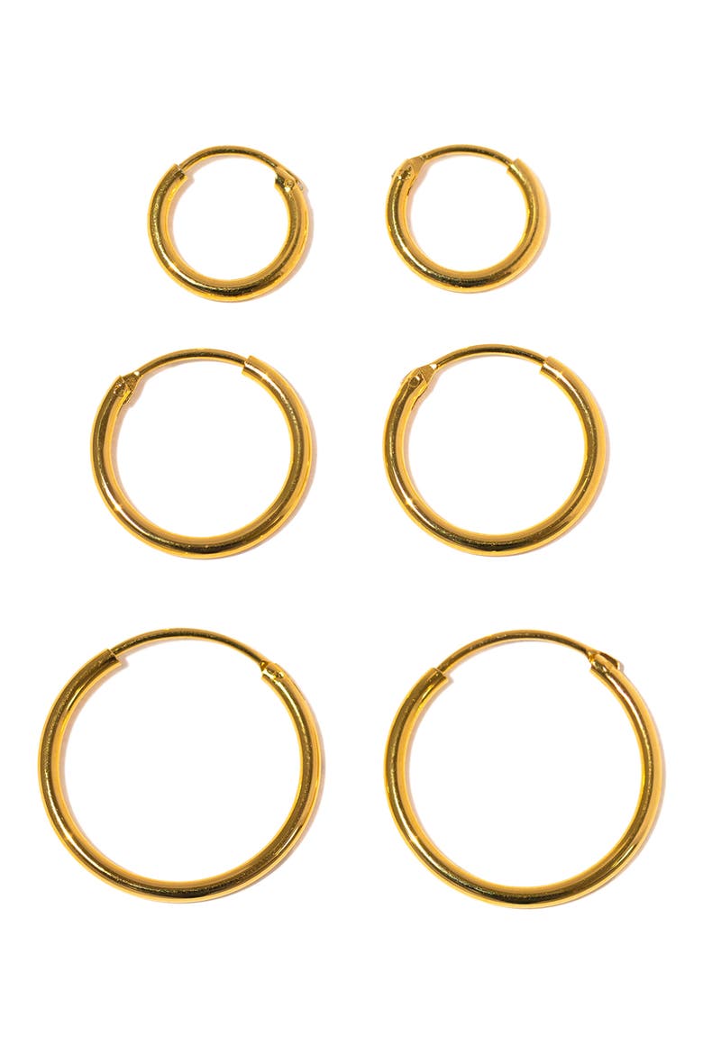Endless Hoops Set of 3 Hoop Earrings, Main, color, GOLD