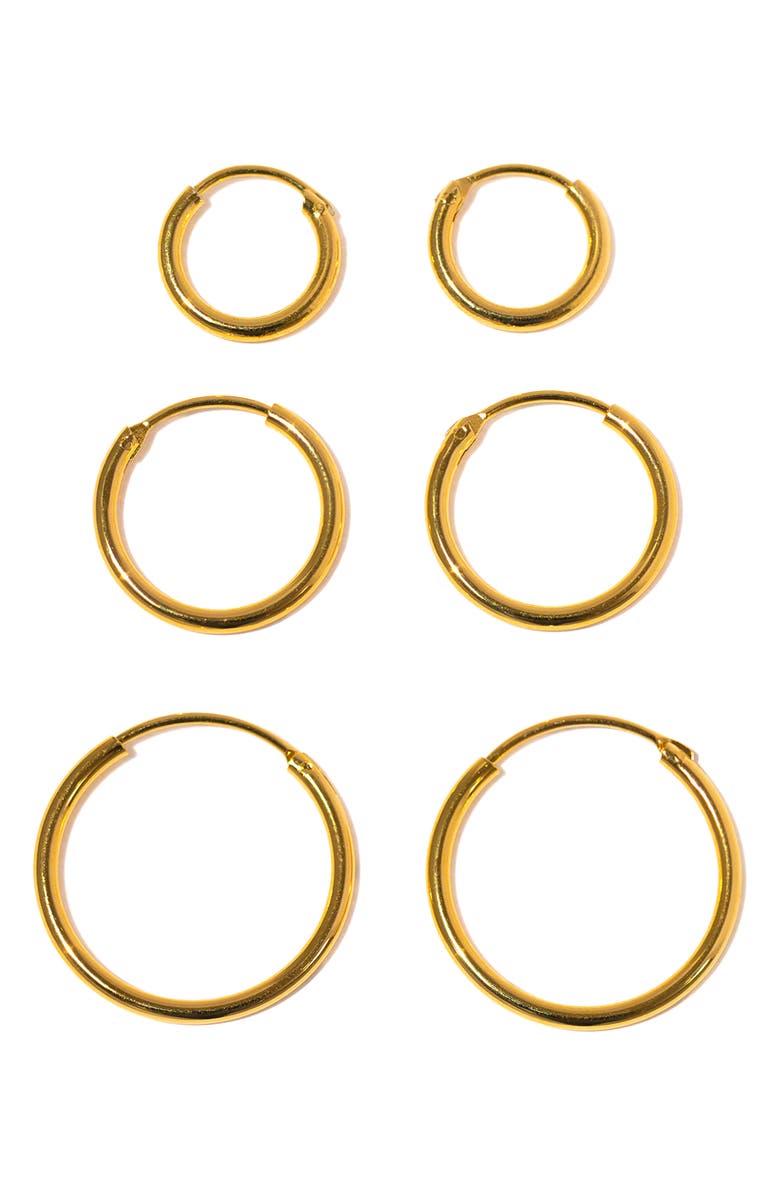 Girls Crew Endless Hoops Set of 3 Hoop Earrings, Main, color, Gold