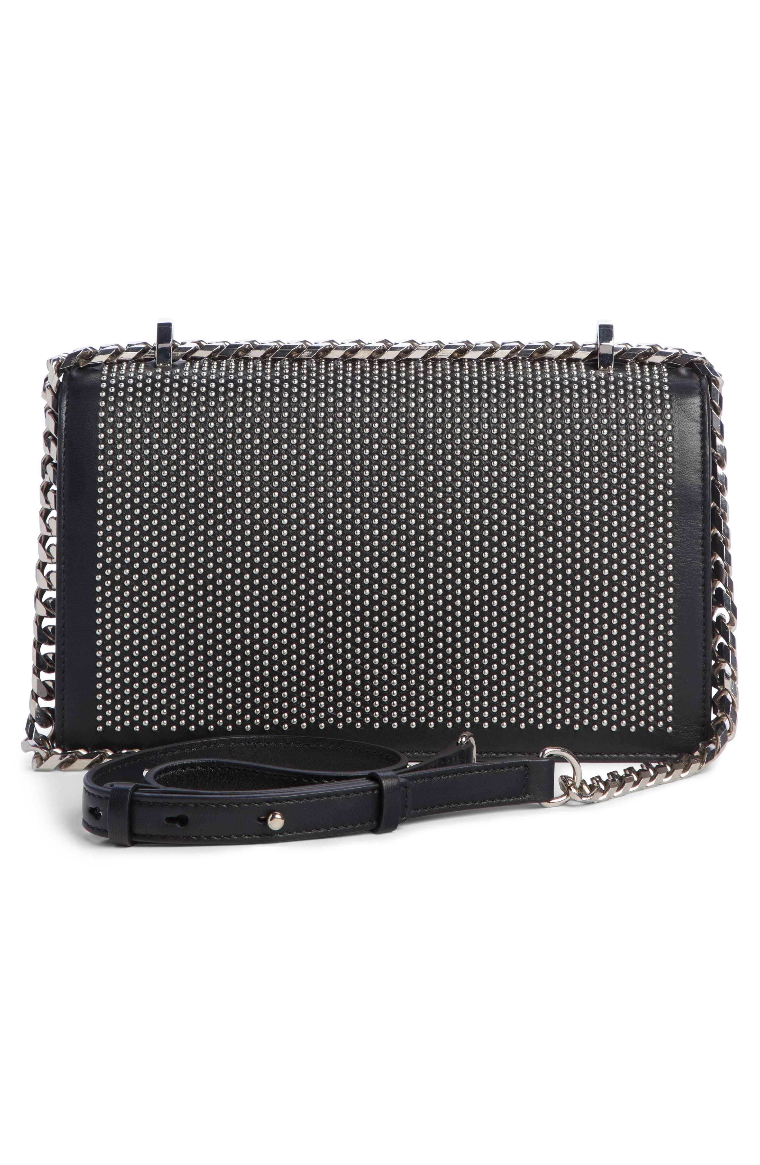 McQueen Alexander McQueen Studded Leather Crossbody Knuckle Bag, Alternate, color, 
