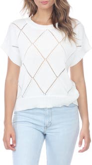 RAIN AND ROSE Diamond Open Knit Top