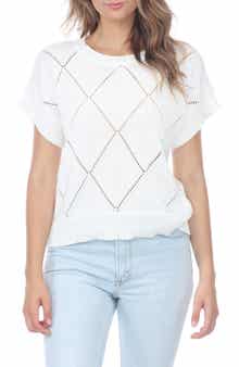 RAIN AND ROSE Diamond Open Knit Top