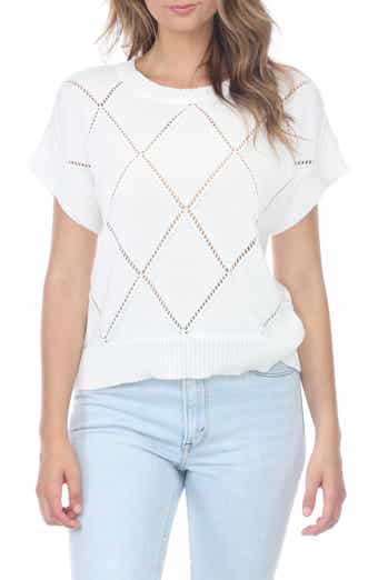 RAIN AND ROSE Diamond Open Knit Top