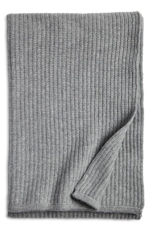 Rib Wool & Cashmere Throw Blanket