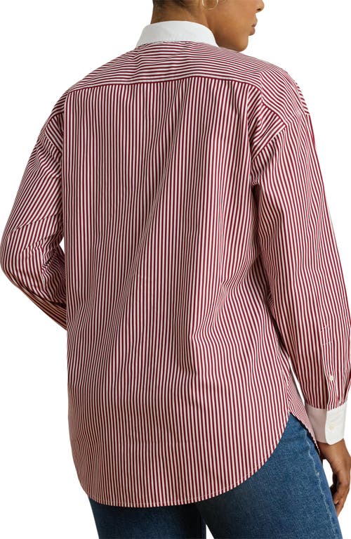 Ralph Lauren Lauren Stripe Cotton Broadcloth Button-up Shirt In Pink