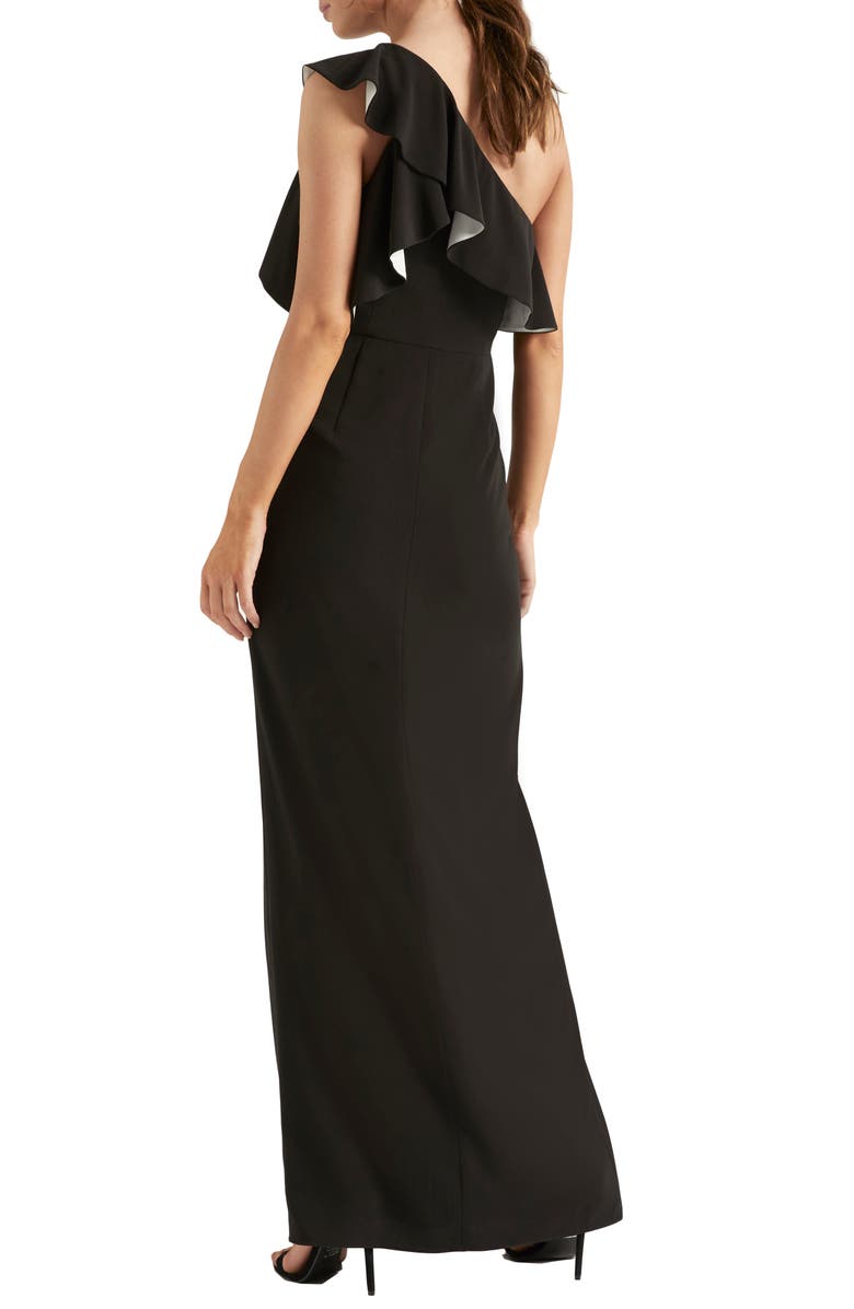 Halston Heritage Flounce Crepe Gown, Alternate, color, 