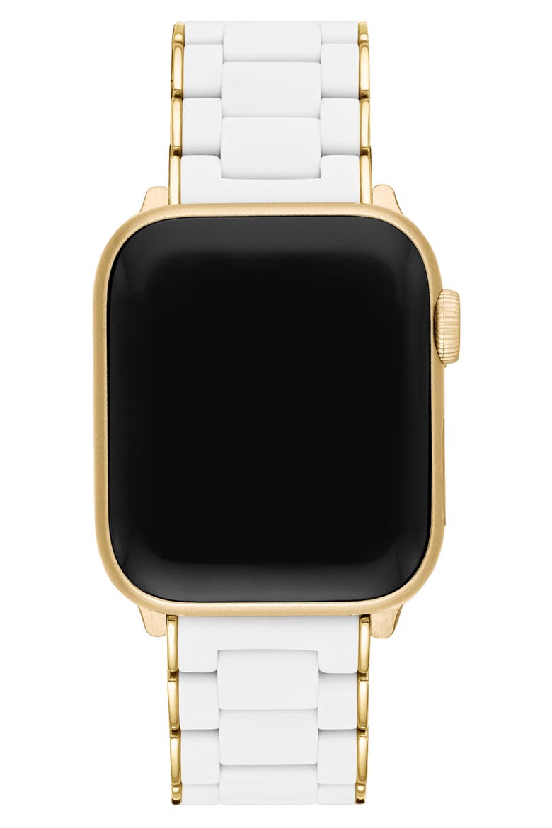 Silicone 20mm Apple Watch® Watchband, Alternate, color, GOLD/WHITE