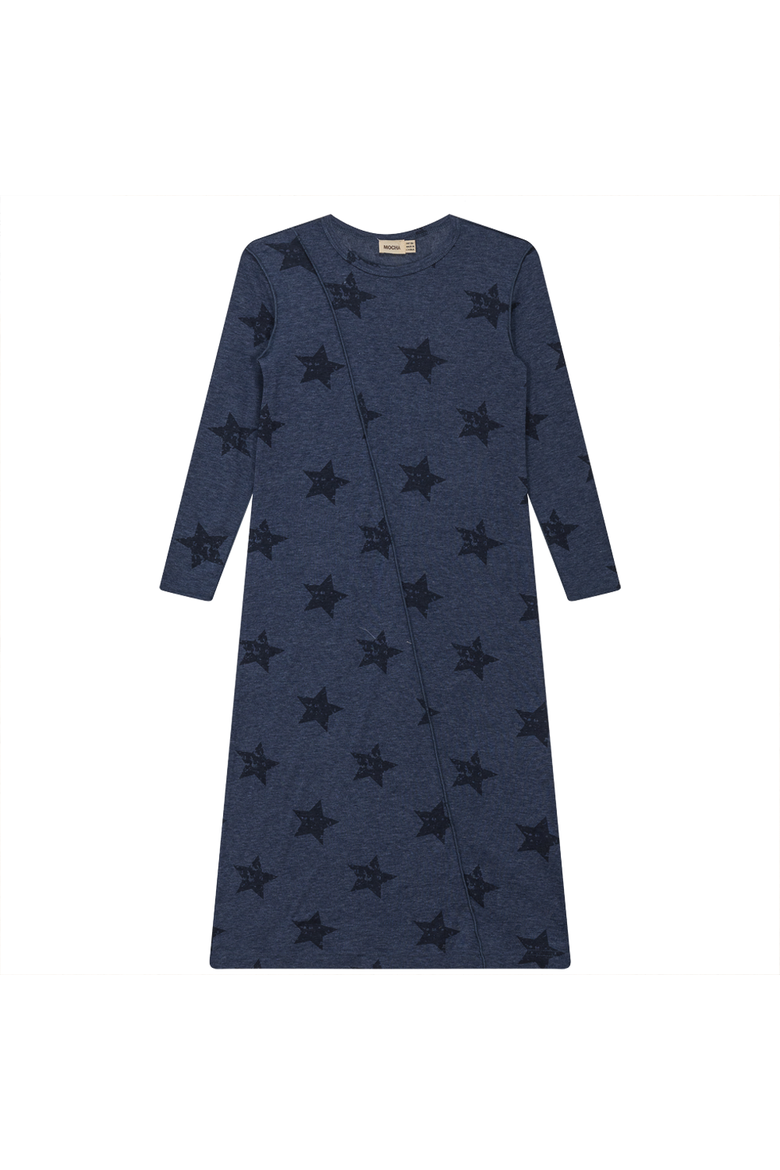 Distressed Stars Rib Maxi Dress, Main, color, Denim