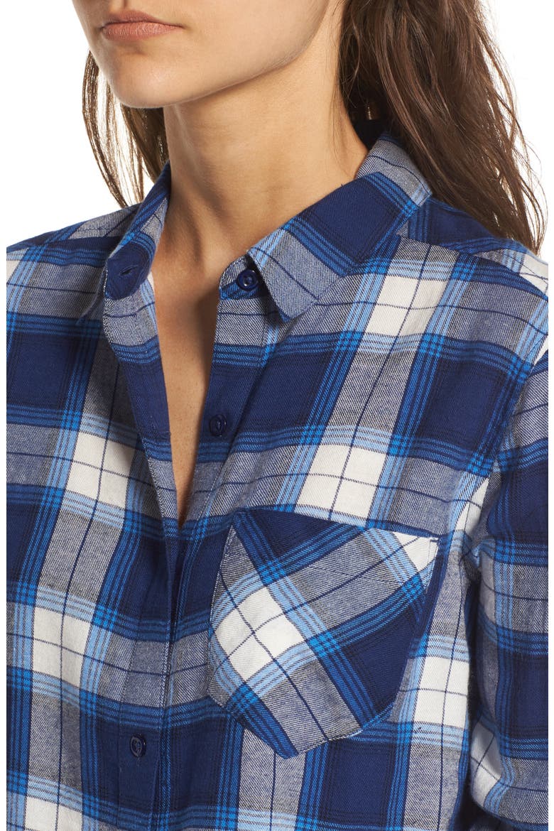 Plaid Cotton Blend Shirt, Alternate, color, BLUE TWILIGHT SCHY PLAID