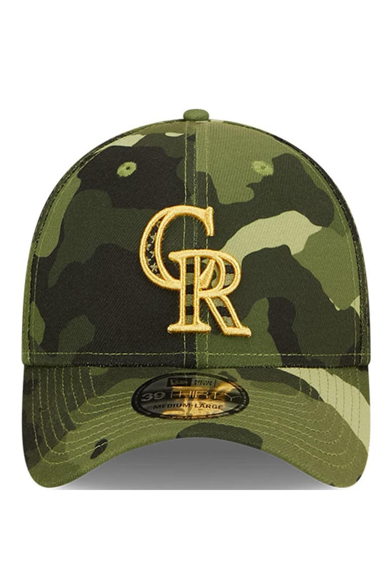 Men's New Era Camo Colorado Rockies 2022 Armed Forces Day 39THIRTY Flex Hat, Alternate, color, Camo