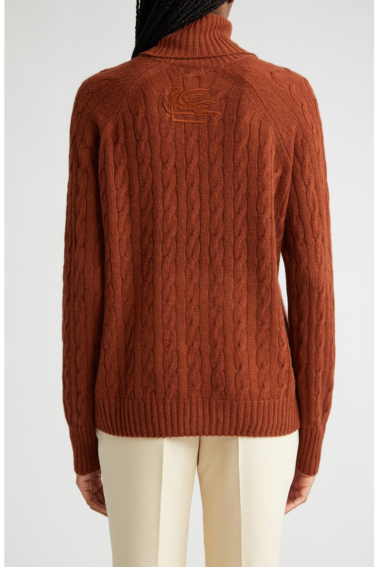 Cable Cashmere Turtleneck Sweater, Alternate, color, 0100 - MARRONE