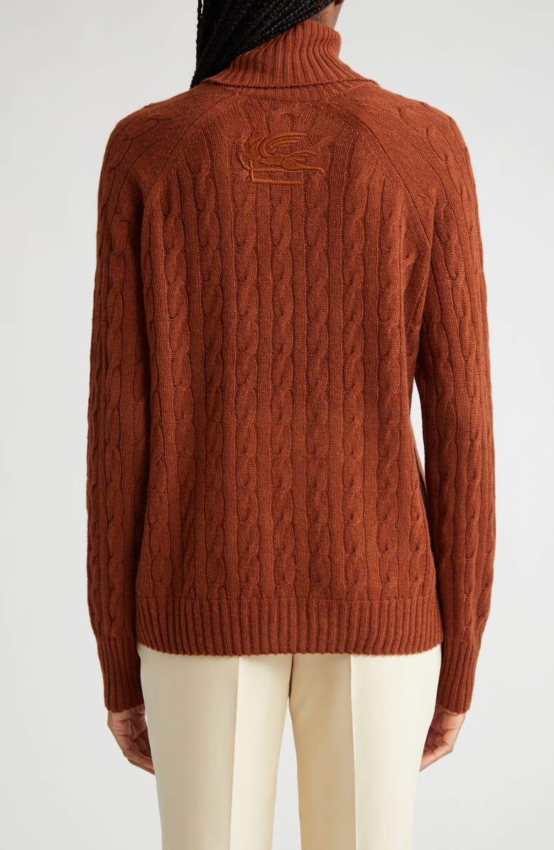 Etro Cable Cashmere Turtleneck Sweater, Alternate, color, 
