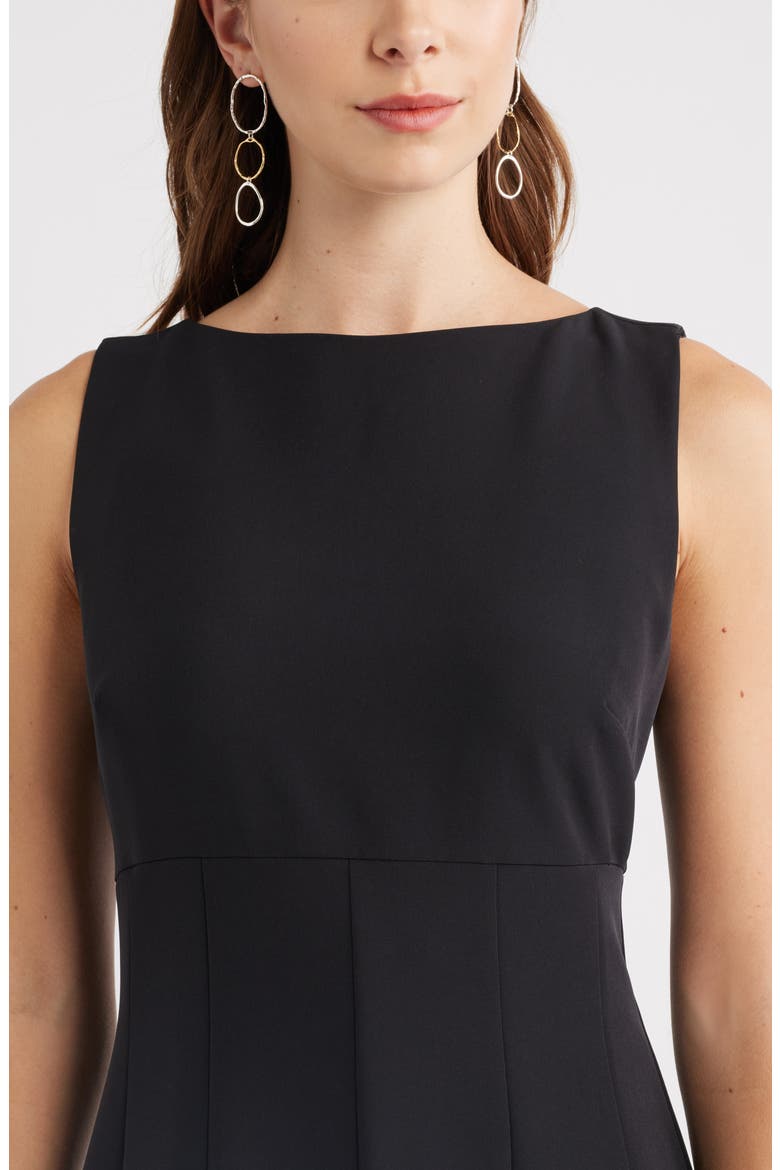 Bateau Neck Midi Dress, Alternate, color, BLACK