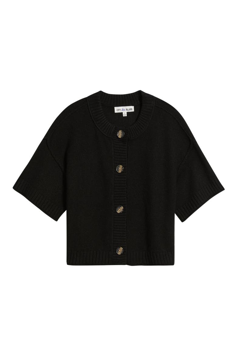 Broome Short Sleeve Crop Cardigan, Alternate, color, BLACK