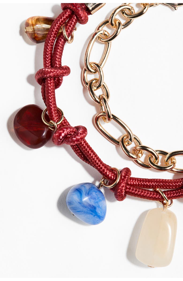 H&M 2-pack Bracelets, Alternate, color, Gold-Colored/Red