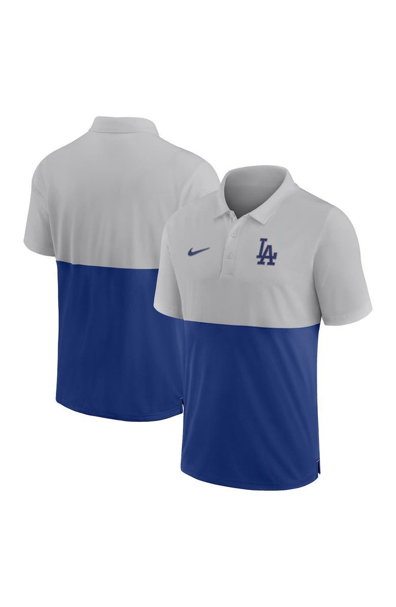 Nike Men's Nike Silver/Royal Los Angeles Dodgers Team Baseline Striped Performance Polo, Main, color, 