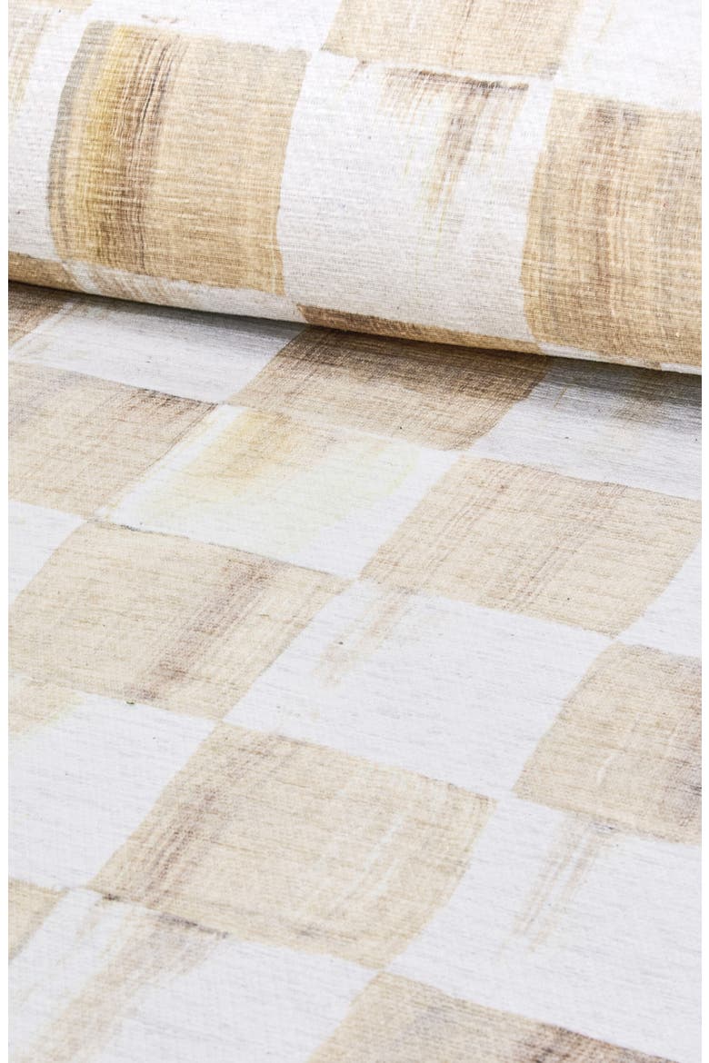 Mocha Checkerboard Machine Washable Rug, Alternate, color, MOCHA